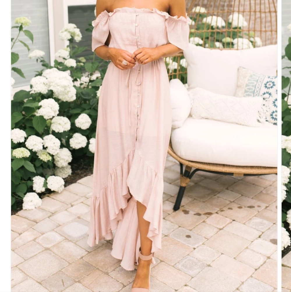 Magnolia Boutique ruffle high low dress Blush